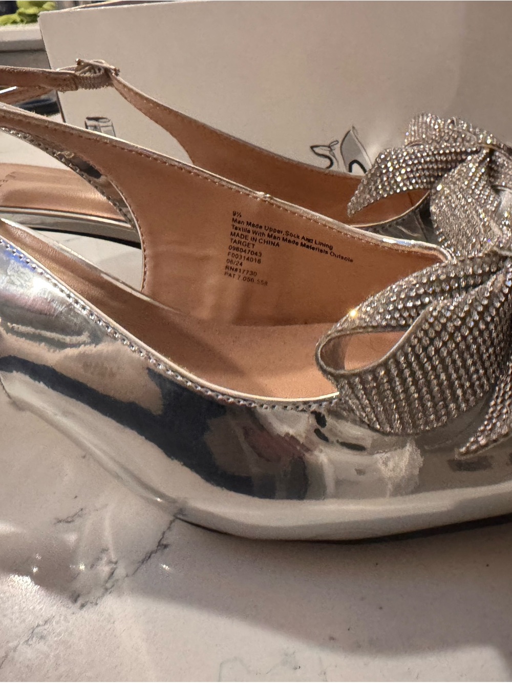Women's Priscilla Rhinestone Bow Slingback Kitten Heels - A New Day - Picture 4 of 6